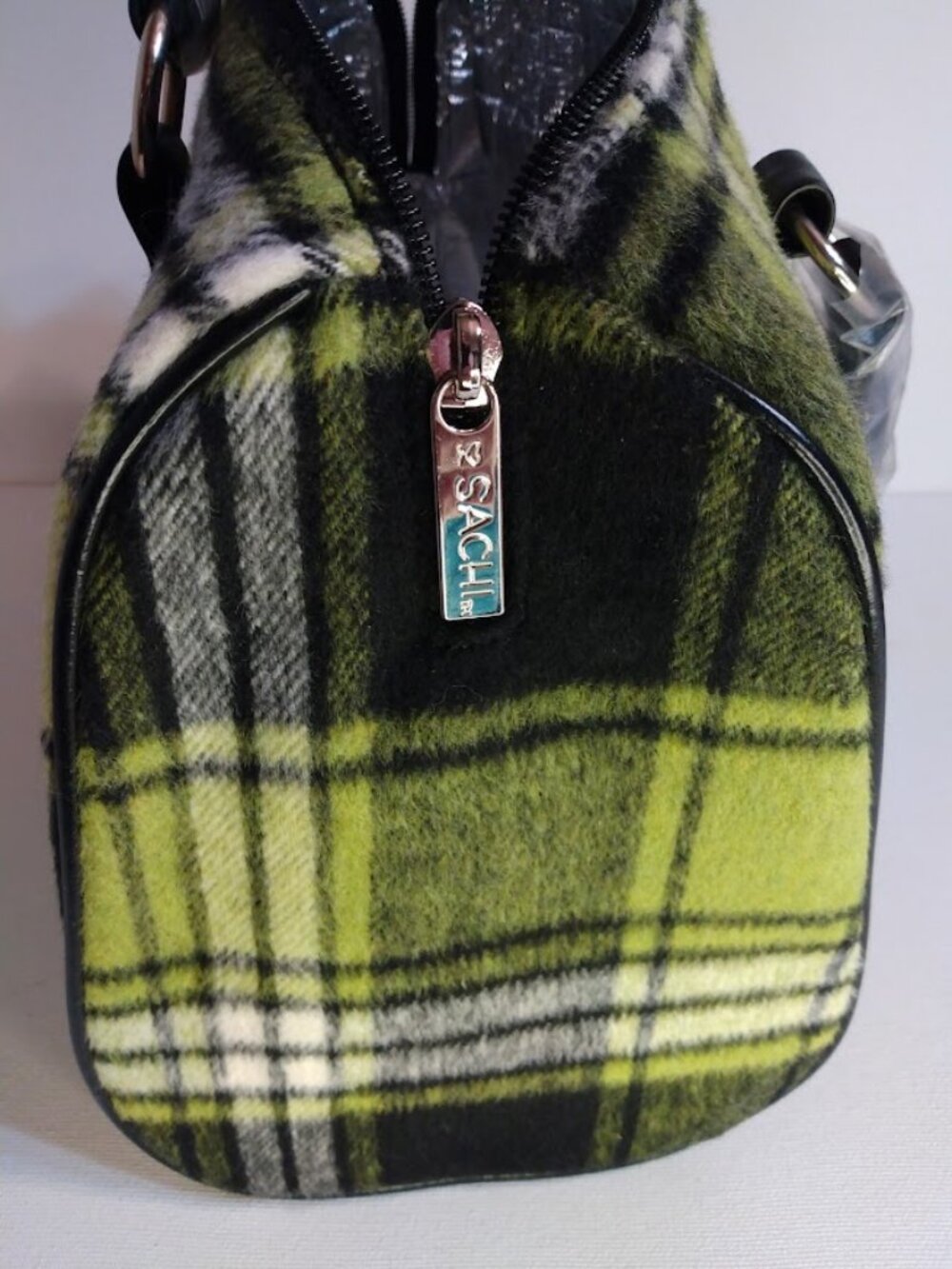 SACHI Insulated Lunch Tote Bag Purse Plaid Green Black Flannel Top Handles NEW - Picture 5 of 9